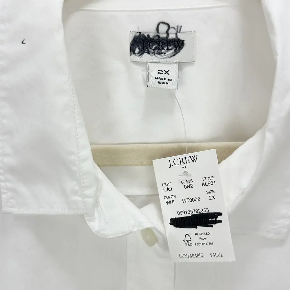 J.Crew Button-up cotton poplin shirt in signature fit Cotton White 2X NWT
